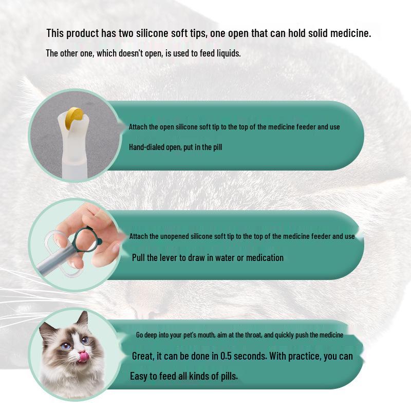 Pet Medicine Feeder: Cat & Dog Syringe Press-Type Liquid or Capsule Dispenser