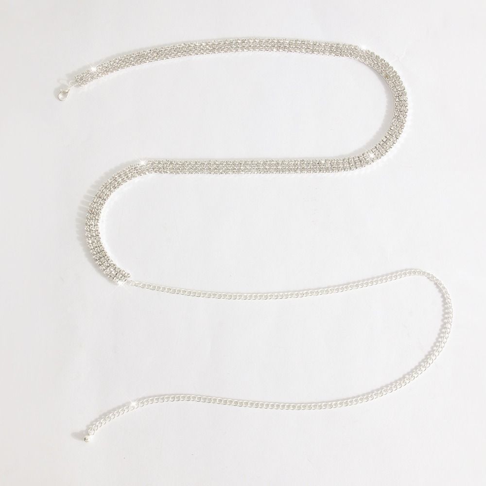 Adjustable Zircon Inlaid Waist Belt Bling Crystal Waist Chain Sweet Rhinestone Waistband  Party