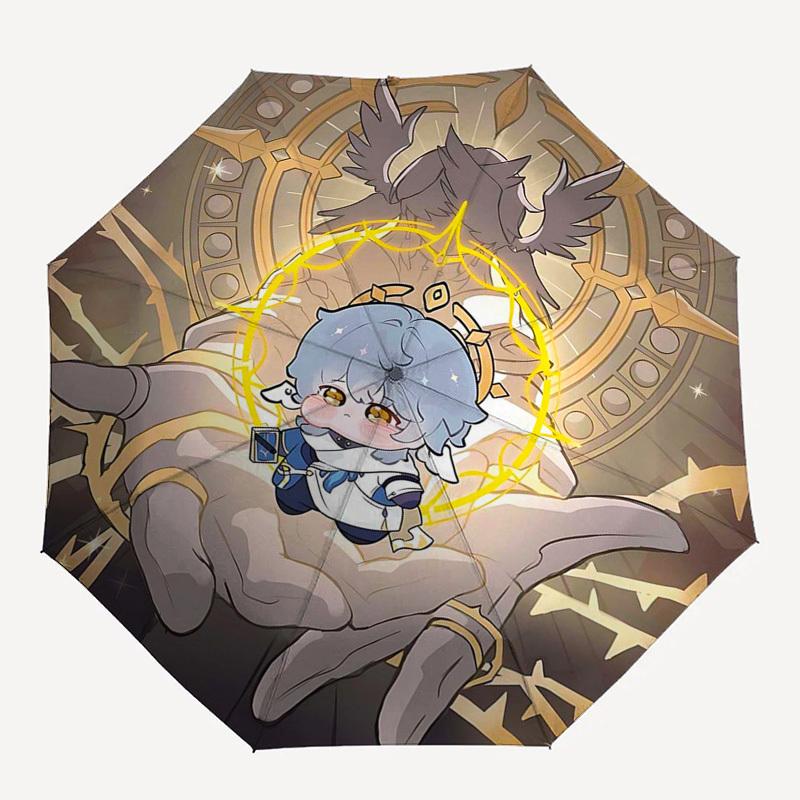 1pc Outdoor Umbrella with Cute Anime Character Design - Automatic Opening/Closing, Portable 3-Fold Design, 8-Rib Iron Frame - Perfect Gift for Fa