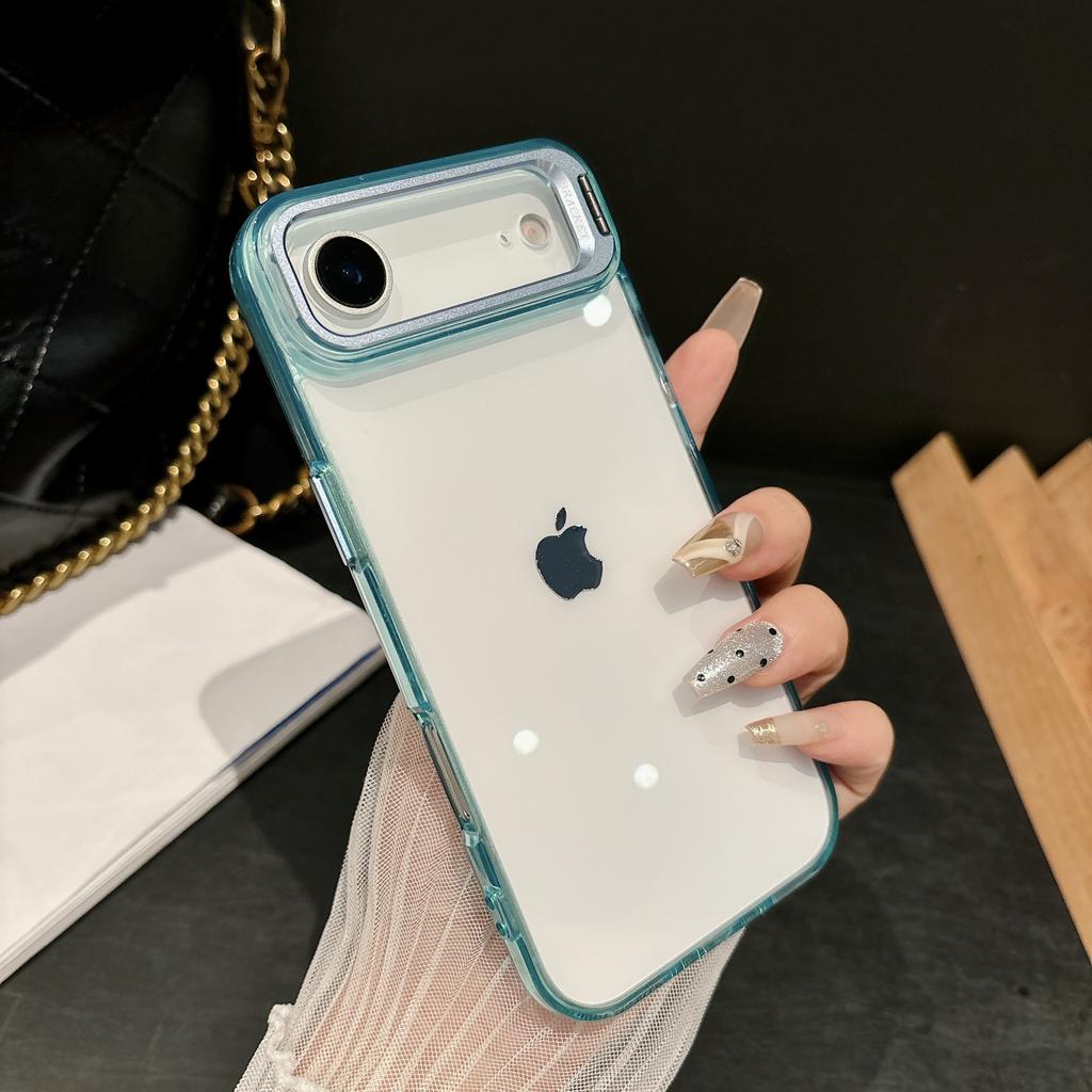 Crystal Transparent Metal Lens Holder Case For iPhone 17 Air 16 16E 15 14 13 12 Plus Pro Max Camera Bracket Protection Covers
