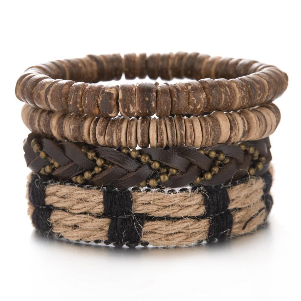 Vintage Multilayer Braided Leather Bracelet For Men Star Leaf Owl Handmade Rope Wrap Bangle Male Gift Jewelry