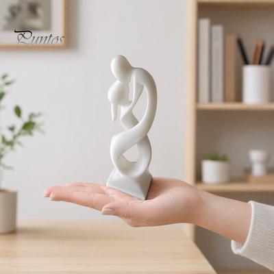 3D Printed Art Statue Kiss of Love Figurine, Kissing Couple Statue, White Abstract Intertwined Human Body Sculpture Man And Woman for Home Table Shelf