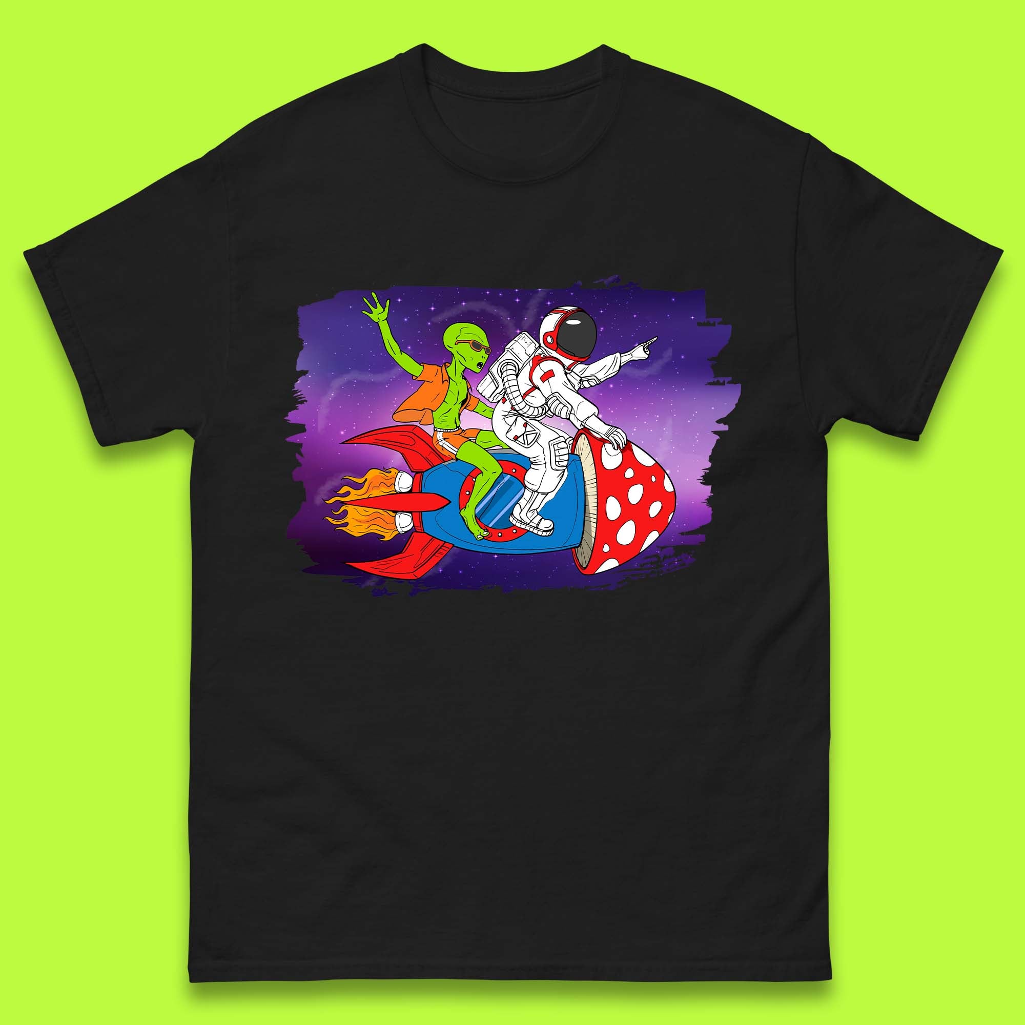 

Alien & Astronaut Rocket Ship Mens T-Shirt Womens Tops Tees S