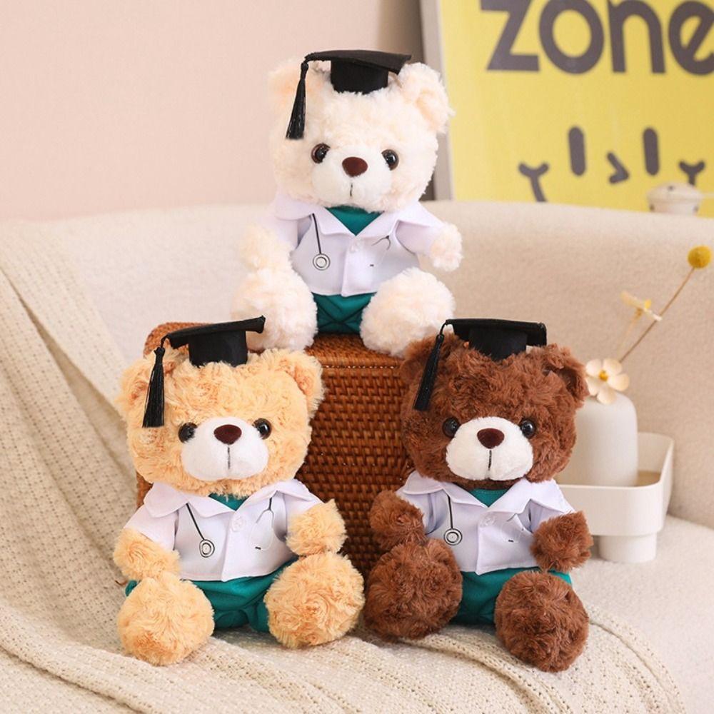 With Doctorial Hat Bachelor Bear Plush Toy Stuffed Toy Bear Animal Doll Graduation Season