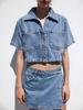 Women's Summer V-Neck Short Sleeve Top & High-Waisted Denim Two-Piece Set