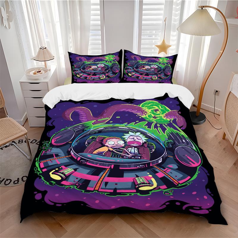 3Pcs Space Adventure Duo Bedding Set Soft Fabric Duvet Cover Pillowcases Christmas Xmas Halloween Gift 1 Duvet Cover 2 Pillowcase L1316