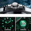 Men's Luxury Sports Green Dial Watches Fake Mechanical Hollow Design Fashion Business Quartz Steel Watch For Men