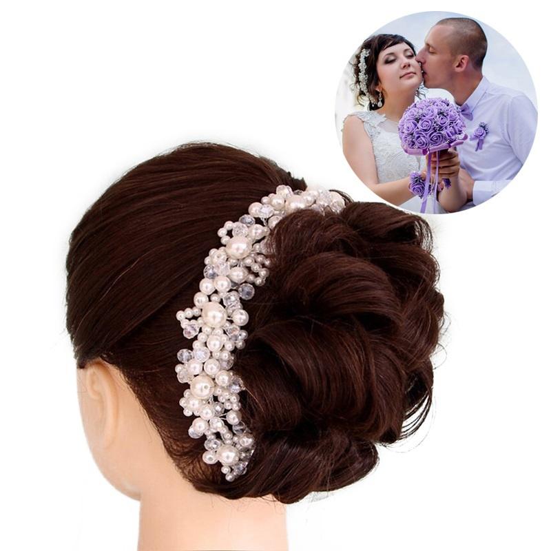 Crystal Pearl Headbands Bridal Tiaras Hairband Headpiece Head Jewelry Women Wedding Hair Accessories