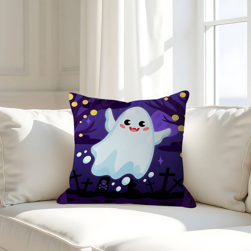 

Cartoon Halloween Ghost Personalized Pillow Cover Kids Bedroom Wild Party Decor Pillowcase Kid Birthday Shower Gift 16x16Inch