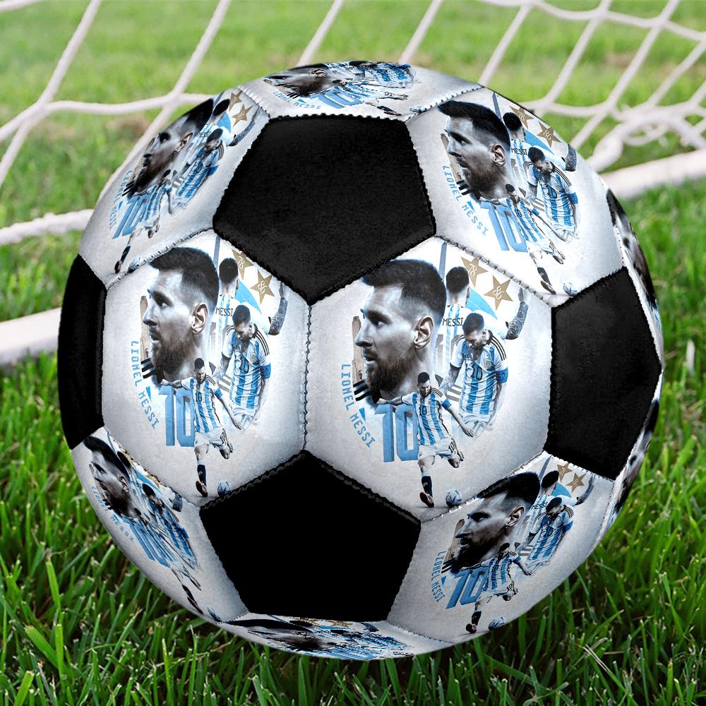 Pallone da Calcio Messi Colorato Per Tutte le Età Cucito a Macchina PVC Pronto per la Competizione Resistente Alto Rimbalzo.TAGLIA5