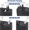 International Travel Power Adapter, Multi-Outlet Adapter, 1 USB-C + 1 USB-A (PD20W + QC18W), Worldwide Compatible, OverheatOverchargeShort Circuit