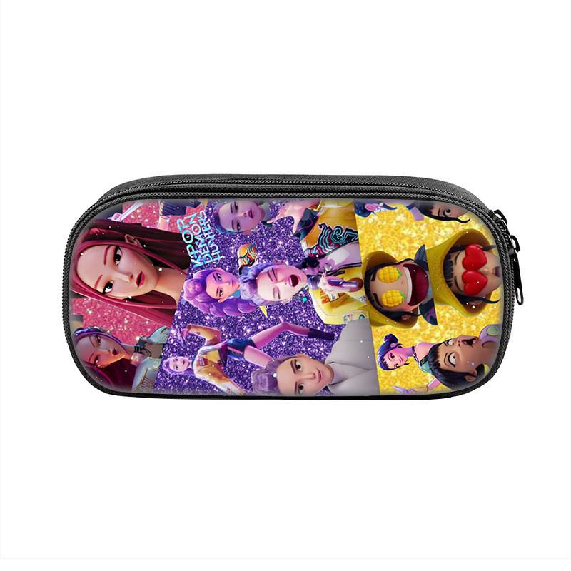 Kpop Demon Hunters Portable Pencil Pouch Nylon Storage Case For Kids And Teens