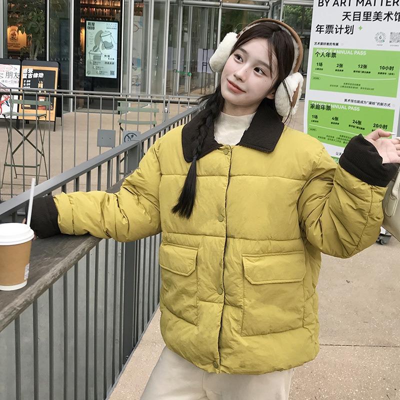 Padded Clothes Women's New Winter Corduroy Splicing Padded Clothes Large Size Padded Thick Jacket Padded Jacket
