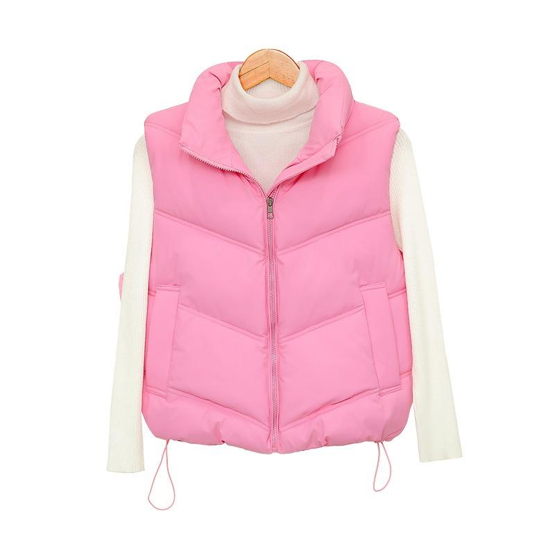 Winter new down cotton vest women's simple fashion short stand-up collar cotton jacket vest jacket tide