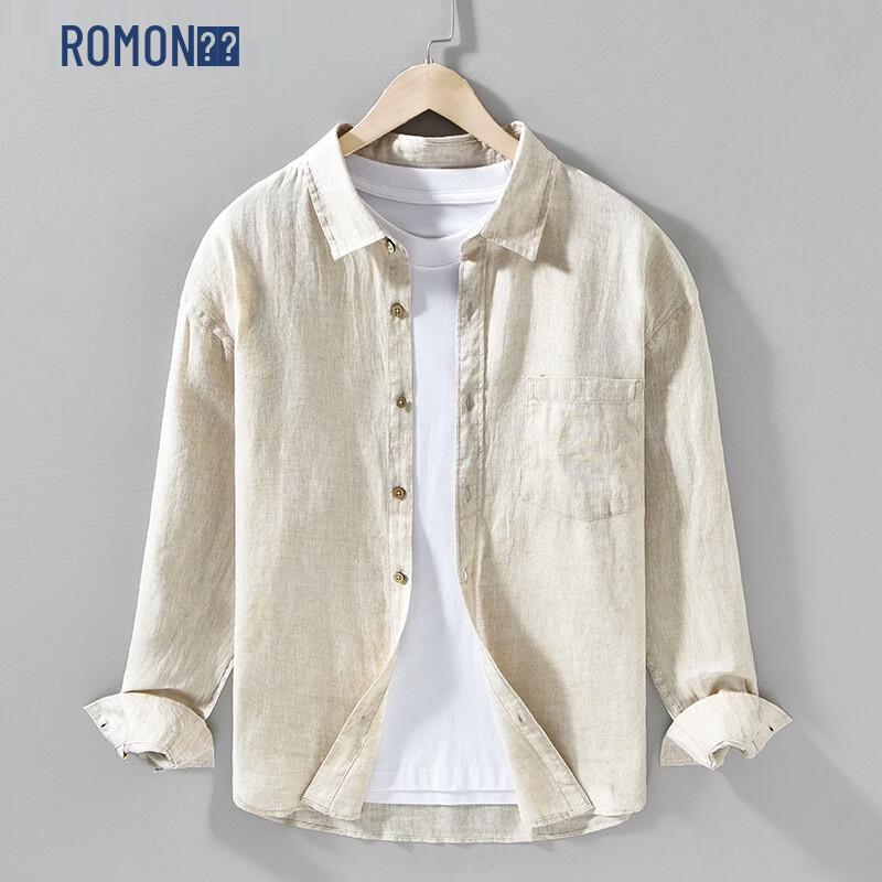 Romon Men s Linen Long Sleeve Casual Shirt XL