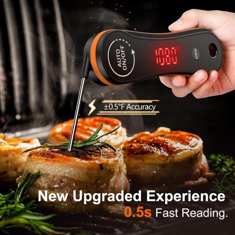 Fast  Read Food Thermometers Accuracy  Rotatable Display Auto Shutoffs Meat Thermometers for Professional Kitchen Use
