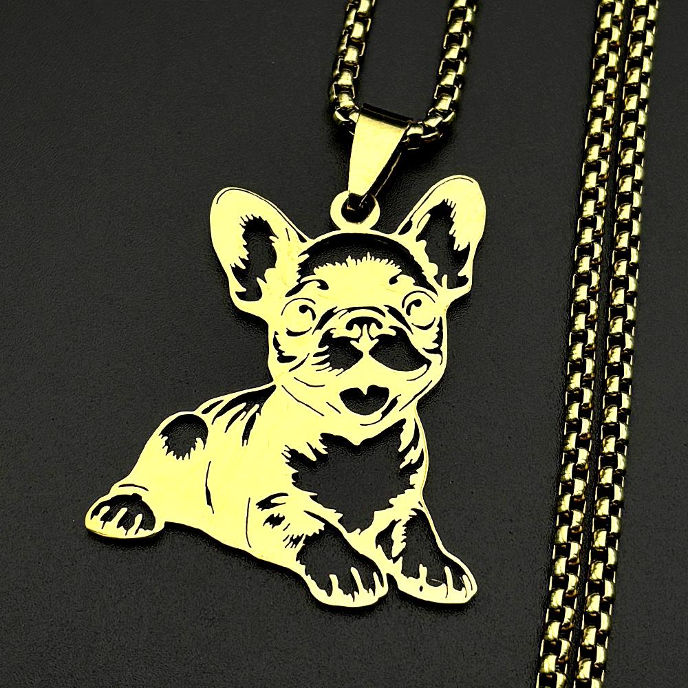 Cute French Bulldog Pendant Necklace Women Men Stainless Steel New Design Trendy Animal Puppy Pet Jewelry Gift For Dog Lovers
