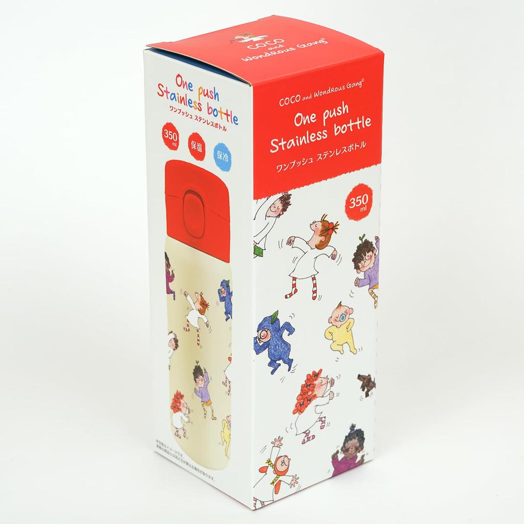 Greeting Life Stainless Steel Coco Friends Coco-chan Bottle, Slim, One-Push, 350ml, White, RYL-1046,