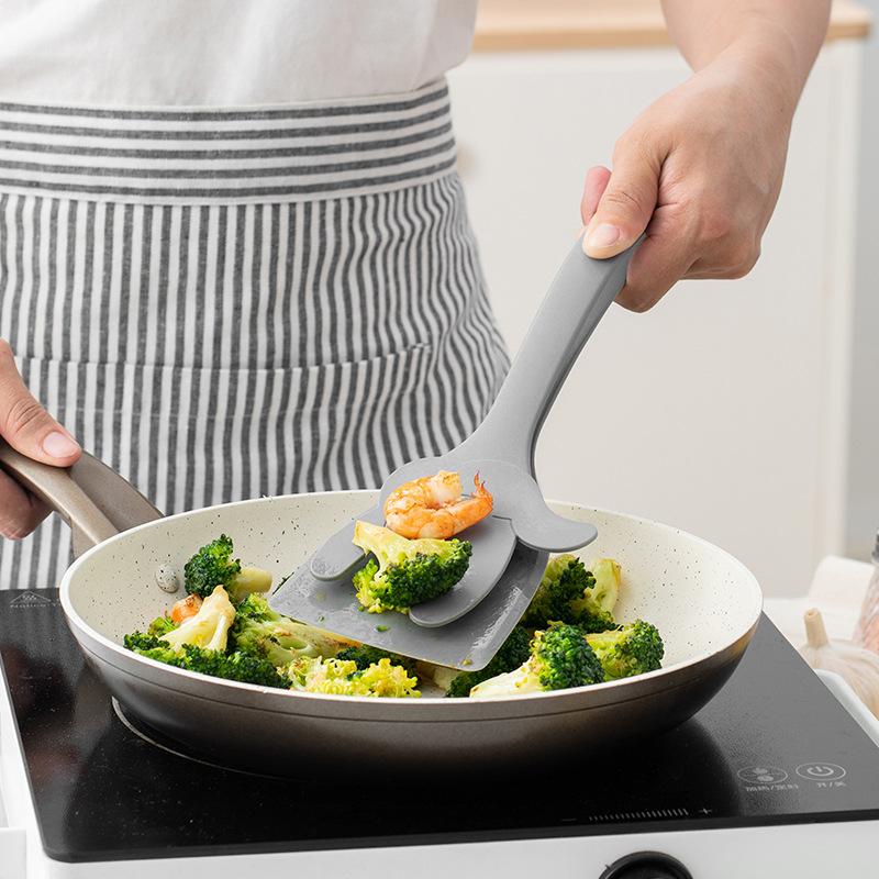 Steak Frying Spatula Clip Kitchen 2-in-1 Frying Spatula Food Clip Household Toast Omelette Clip Flip Spatula