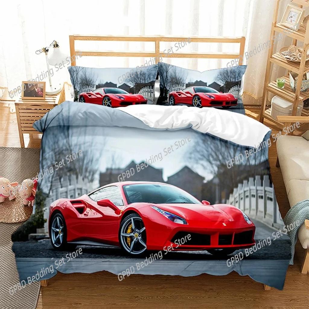 Comforter 3D Print Sports Car Bedding Set 3D Printed Suitable For Bedroom Kids Home Textile