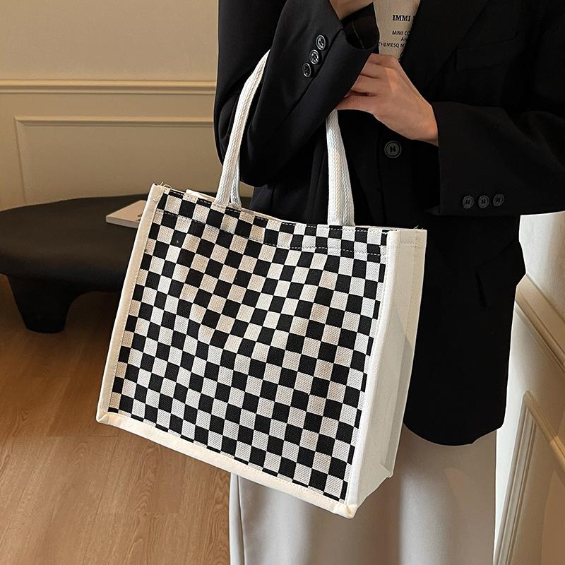 Sac Grande Capacité pour Femmes Polyvalent Étudiants Universitaires Sac de Cours à Une Épaule Sac Fourre-Tout Tendance pour Navetteurs en Toile