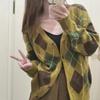 Women's Autumn/Winter 2024 Knitted Diamond Cardigan: Korean-Style Niche Design, Cozy Jacket