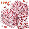100pcs Valentine's Day Organza Bags Drawstring Organza Jewelry Pouches Bulk Wedding Party Favor Gift Mini Candy Mesh for Party