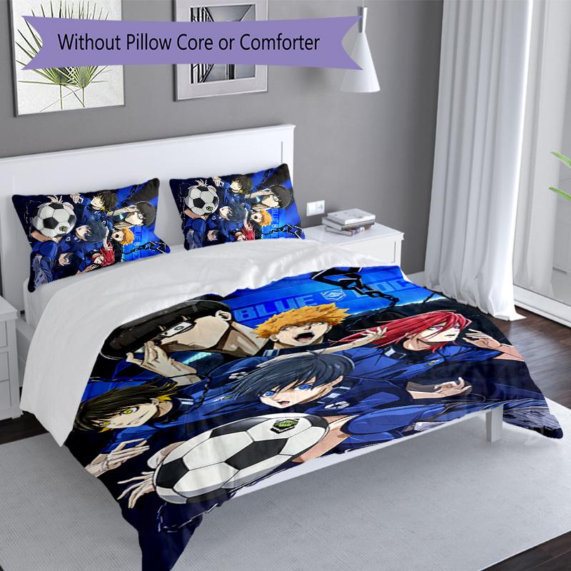 3pcs B-BLUE L-LOCK Themed Duvet Cover Set, Includes 1 Duvet Cover and 2 Pillowcases,Skin-Friendly&Comfortable Fabric,Suitable Bedding Sets