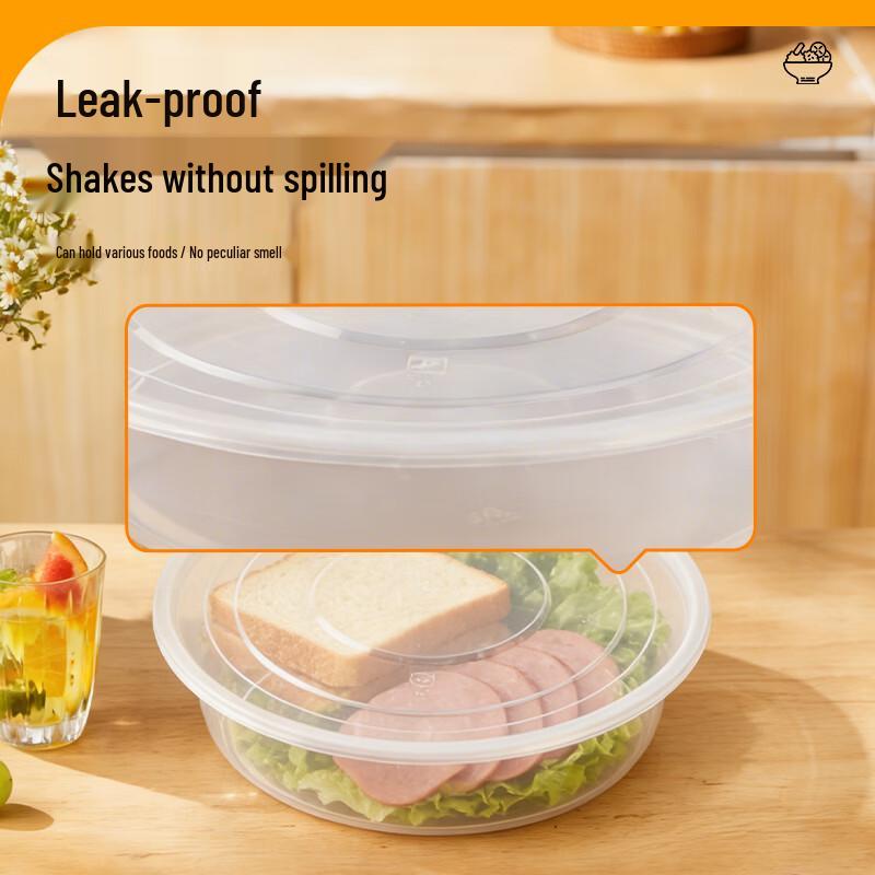 Jiwanggu 2000ml Disposable Food Containers with Clear Flat Lids (90 Sets)