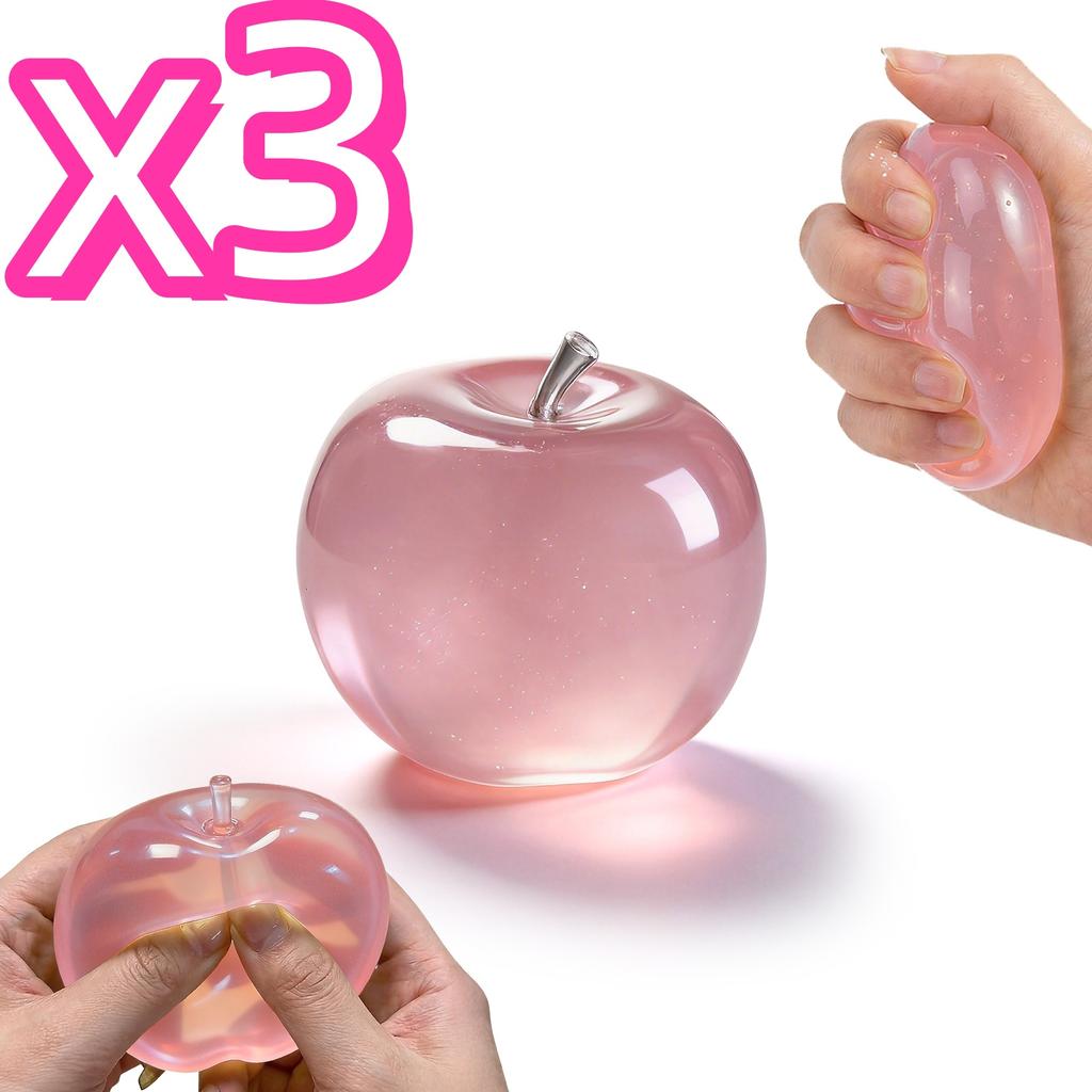 Pink Apple Squishy Toy Stress Relief Ball Soft Fidget Sensory Toy Transparent Simulated Slow Rebound Squeeze Toy Adult Kids Gift
