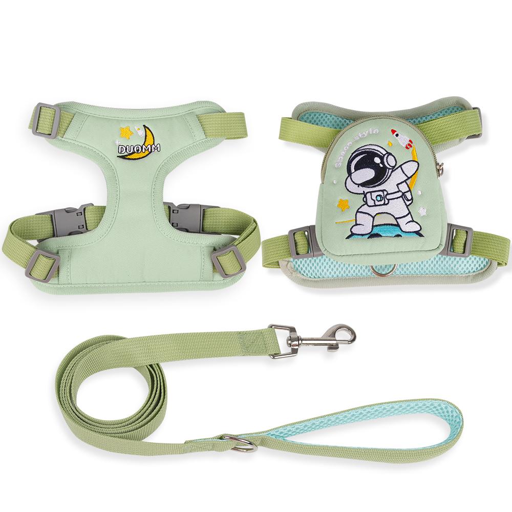 Cute Cartoon Pet Harness with Backpack Outdoor Travel Vest Type Small Meidum Dog Detachable Detachable Backpack