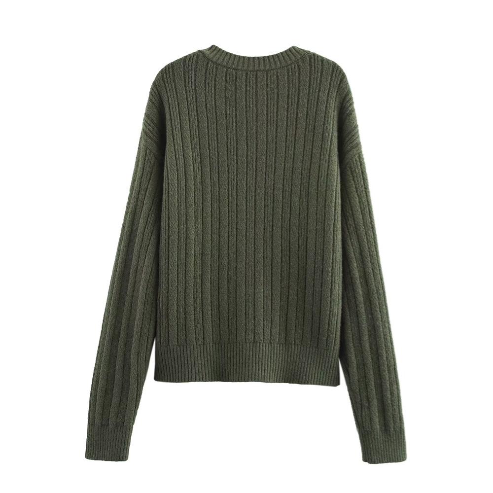 2025 Spring Women's Slim Round Neck Long Sleeve Knit Cardigan