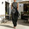 Women's Suits Two Piece Set Breathable Casual Loose Fit Solid Color Outfits for Home Party Office Vacation Daily Wear