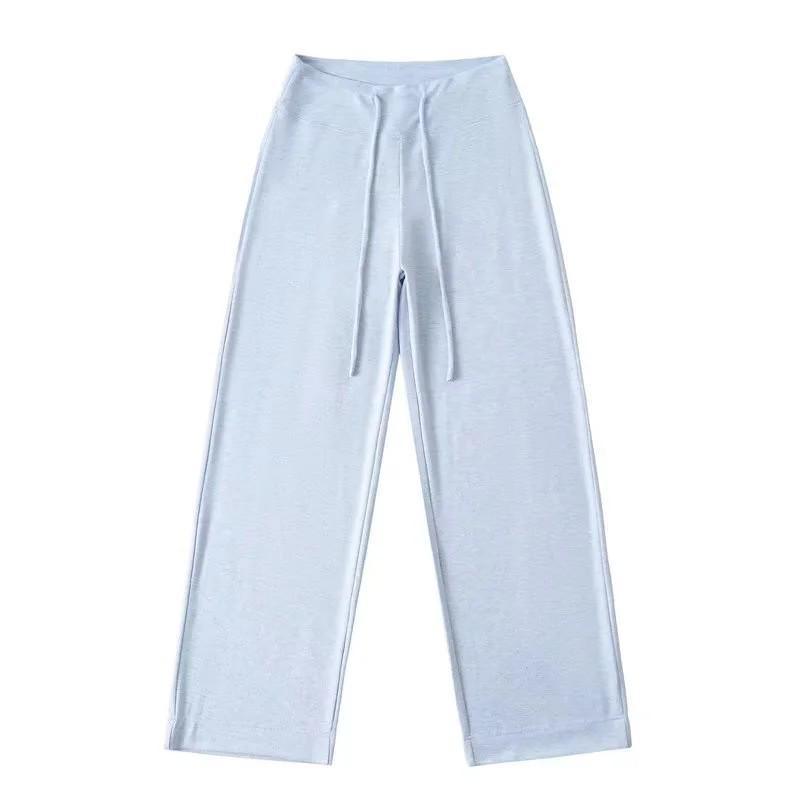 Women's Comfortable Low-Waist Wide-Leg Sweatpants - Spring/Summer Floor-Length Drawstring Slimming Pants