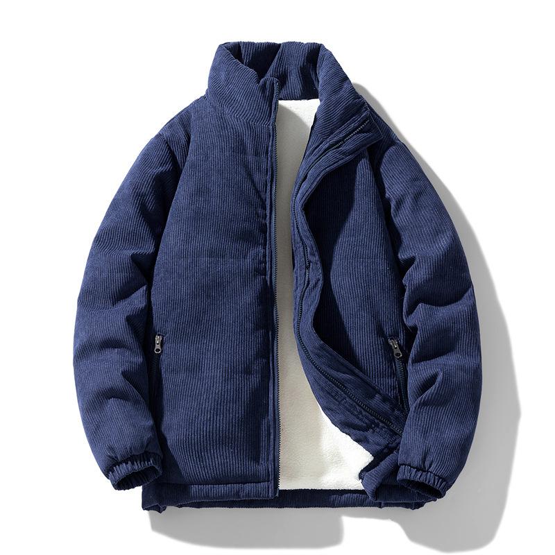 

Флисовая хлопковая куртка мужская зимняя свободная утолщенная куртка-хлеб с воротником-стойкой повседневная куртка модная хлопковая куртка 4XL темно-синий