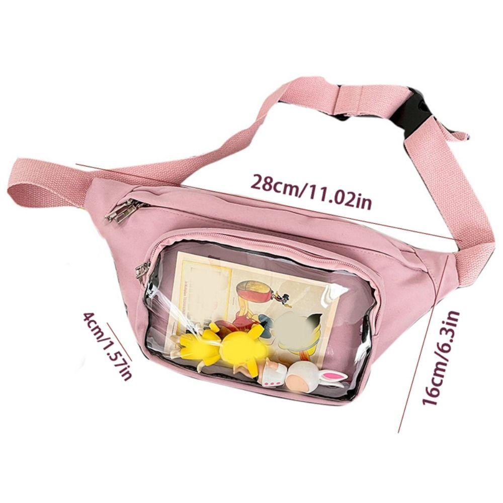 Japanese Large Capacity Transparent Itabag Purses Casual Belt Pouch Y2K Chest Bag Crossbody Bag Travel