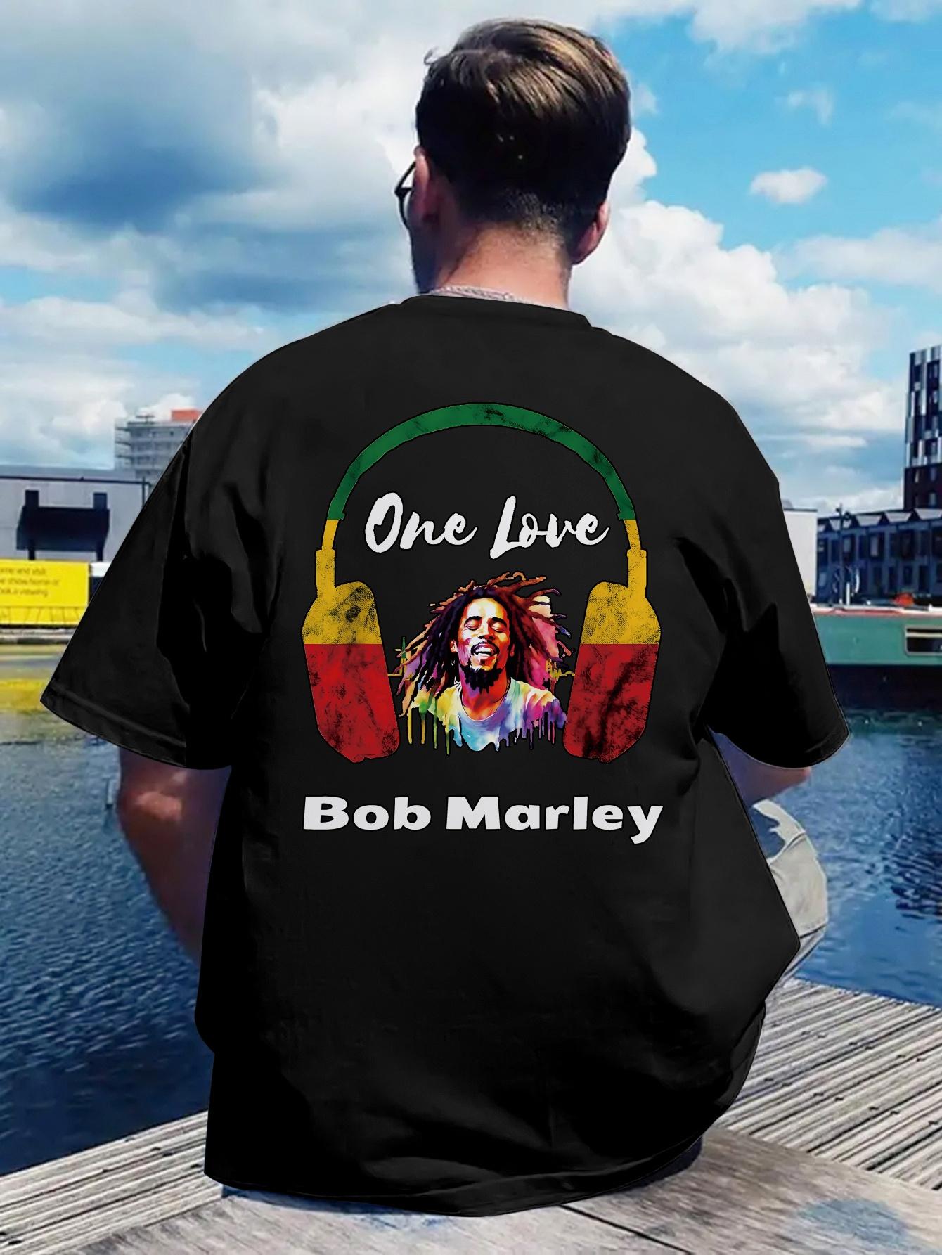 

Vintage Bob Marley One Love Graphic T-shirt - Retro Reggae Concert Tee with Jamaican Colors - Lightweight Breathable Shirt for Music Festivals S