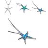 Fashion Women Ocean Starfish Pendant Necklace Featuring Vibrant Blue Green And White Fire Opal Stones
