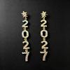Sparkling 2027 Number Rhinestone Earrings for Women New Year Party Dangle Drop Earrings Fashion Jewelry Gift