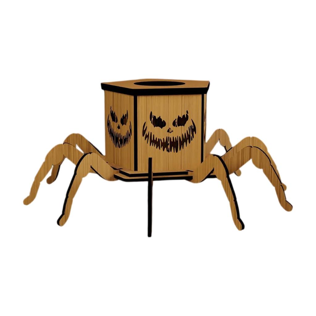 Halloween Wooden Spider Candlestick Decoration Ornaments Festival Atmosphere Layout Props