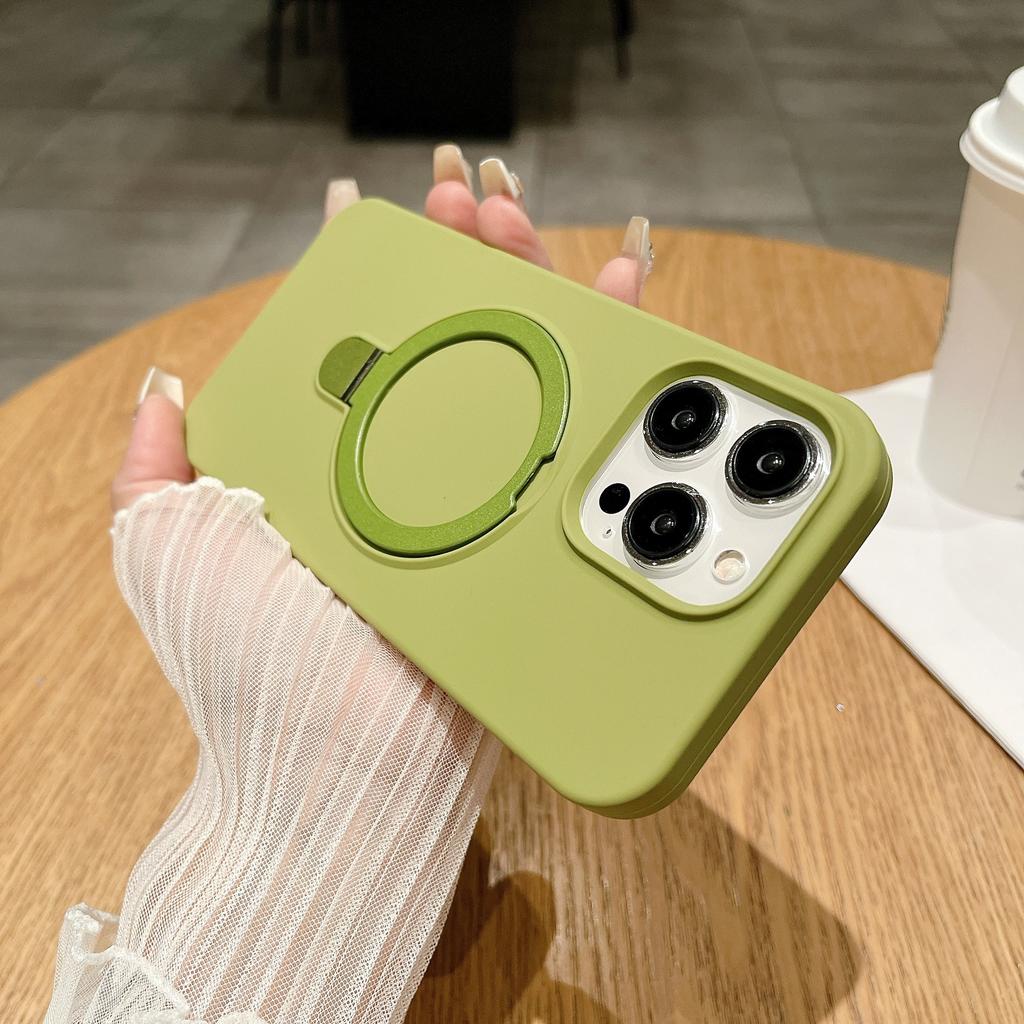 Applicable To IPhone17promax Liquid Silicone Magnetic Suction Fulcrum Bracket Mobile Phone Case Apple 16 Large Hole Protection Case
