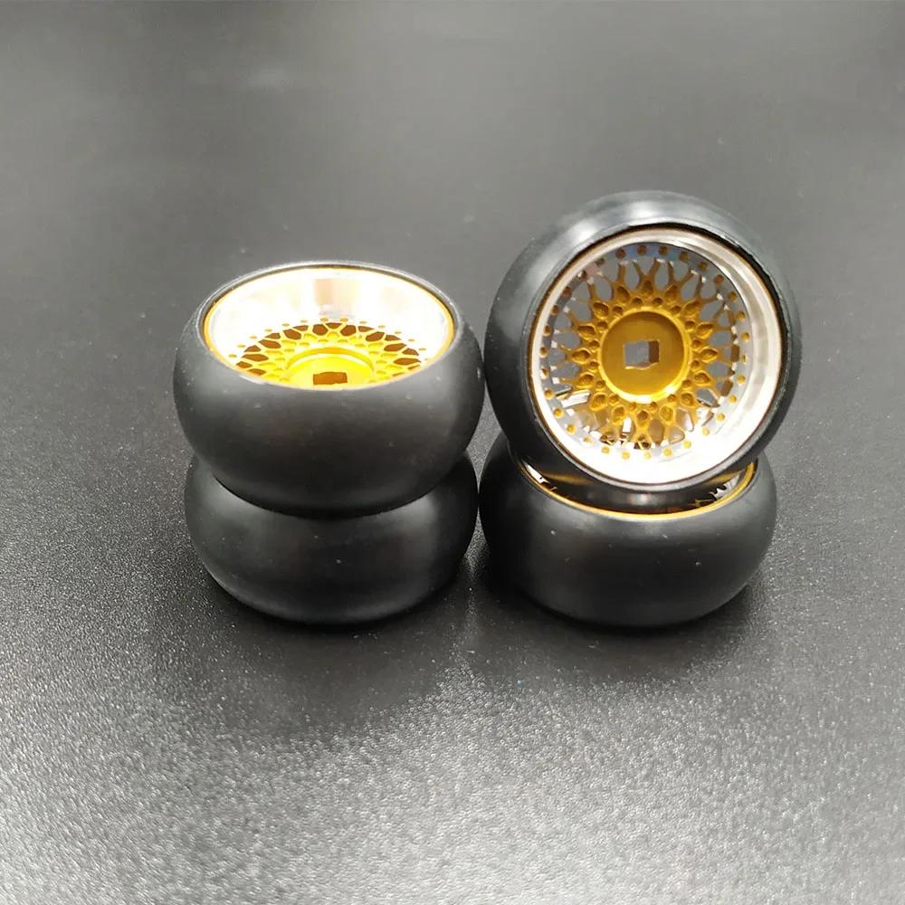 4pcs/set Alloy Rc Wheel Rim Drift Tire for 1/28 Wltoys K969 K989 P929 Kyosho Rally Model Car Upgraded Part