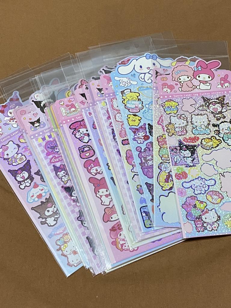 20 Pcs/Bag Cartoon Anime Stickers Sanrio Family Stitch Baby Three DIY Handmade Material Laser Flash Sticker Toy