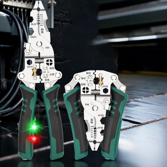 Multi-function Wire Stripper Electricity Tester Folding Wire Stripping Pliers Crimper Cutter Ergonomic Handle Portable