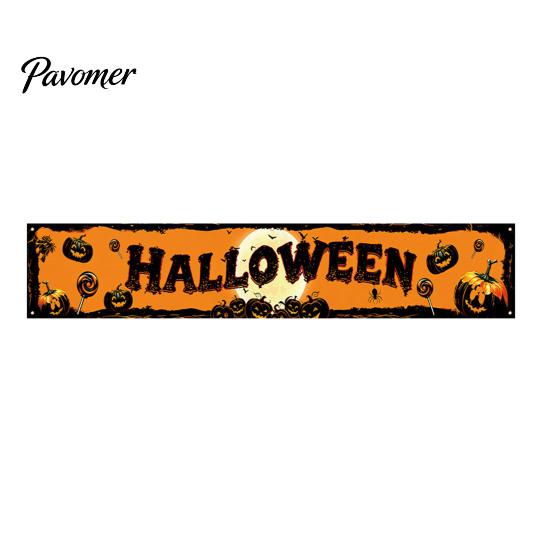 Festival Photo Booth Backdrop Halloween Fence Banner, 118 x 20 Inch Large Yard Sign Banner Flag, Scary Store Window Holiday Displays Party Hanging