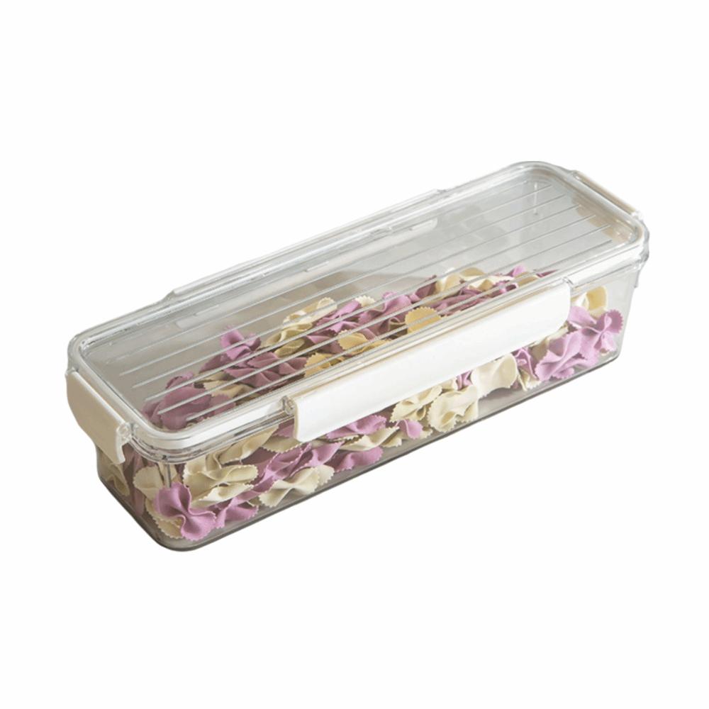 Clear Plastic Food Storage Box Sealed Spaghetti  Noodle Organizer Pasta Storage Container  Eggs White 1.5L