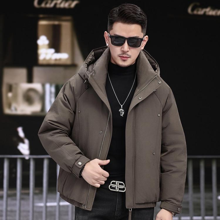 Men's Trendy Winter Commute Windproof Hooded Down Jacket - 90% Duck Down, Warm & Thickened