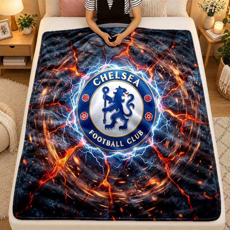 Flannel BlanketChelsea FC Warm Soft Throw Blanket for Indoor Sofa Bed Living Room Use