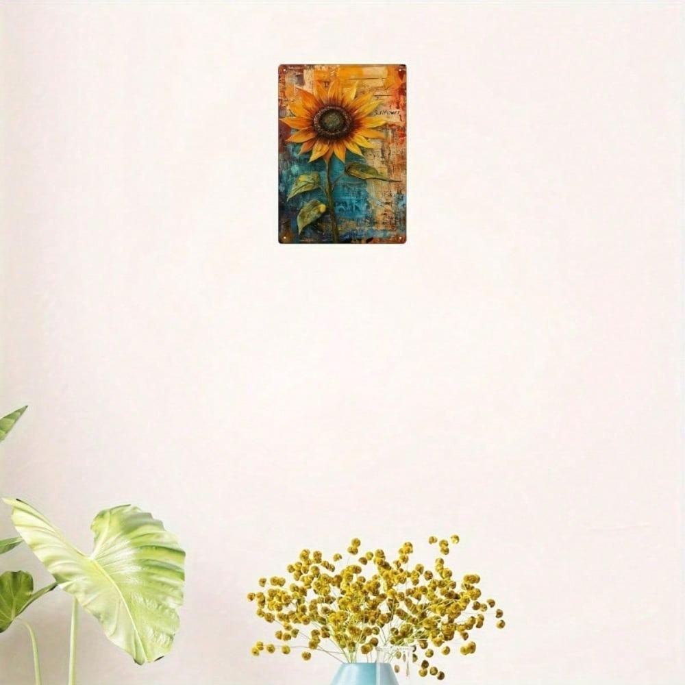 1pc Vintage Sunflower Metal Sign Farmhouse Wall Art Tinplate Decor