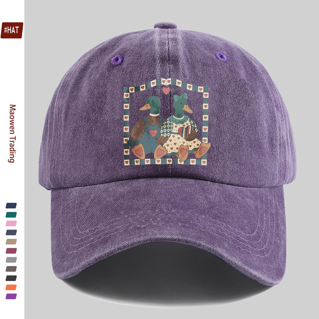 pc Fashion Cartoon Duck Print Baseball Cap Casual Fashion Printed Trucker Sun Hat Comfortable and Lightweight Papa Hat Mom a
